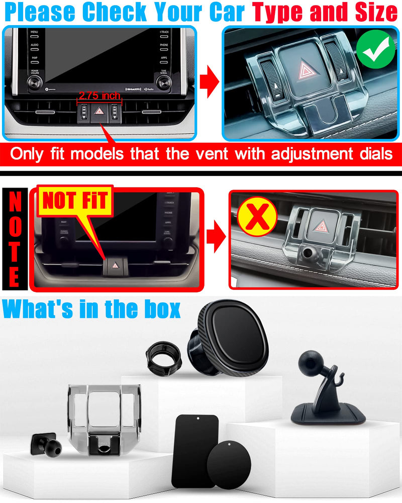 [Australia - AusPower] - Mengfly Car Phone Holder, Air Vent Magnetic Navigation Mount, for Toyota RAV4 2022 2021 2020 2019 (XLE Premium/Adventure/TRD Off-Road/Hybrid XSE/Limited) with Adjustment Dials Car Type, for All Phone Black 