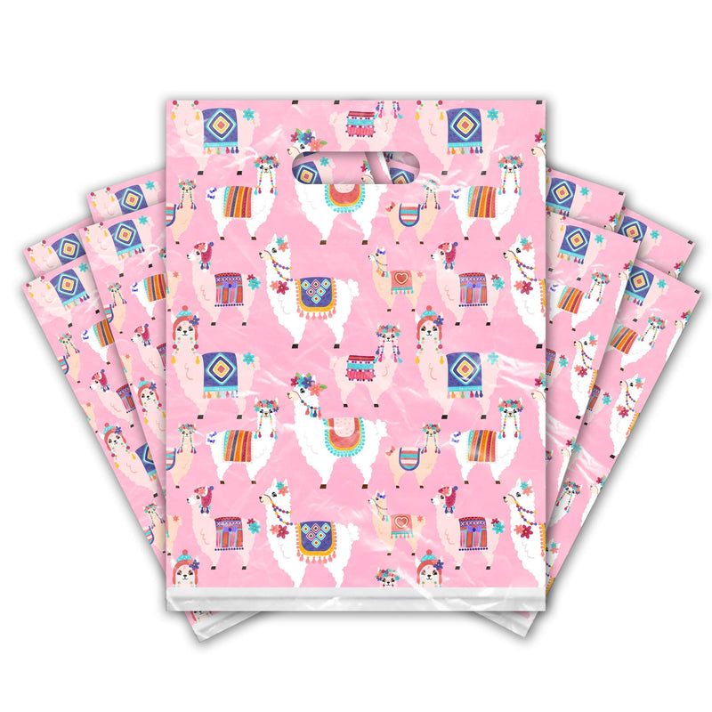[Australia - AusPower] - 9x12 (100) Pink Llamas Designer Retail Boutique Merchandise Bags with Handles Premium Printed Shopping Bags 