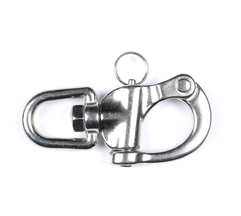 [Australia - AusPower] - Mxeol Swivel Eye Snap Shackle Quick Release Bail Rigging Sailing Boat Marine Stainless Steel Clip Pair 2-3/4", Silver 