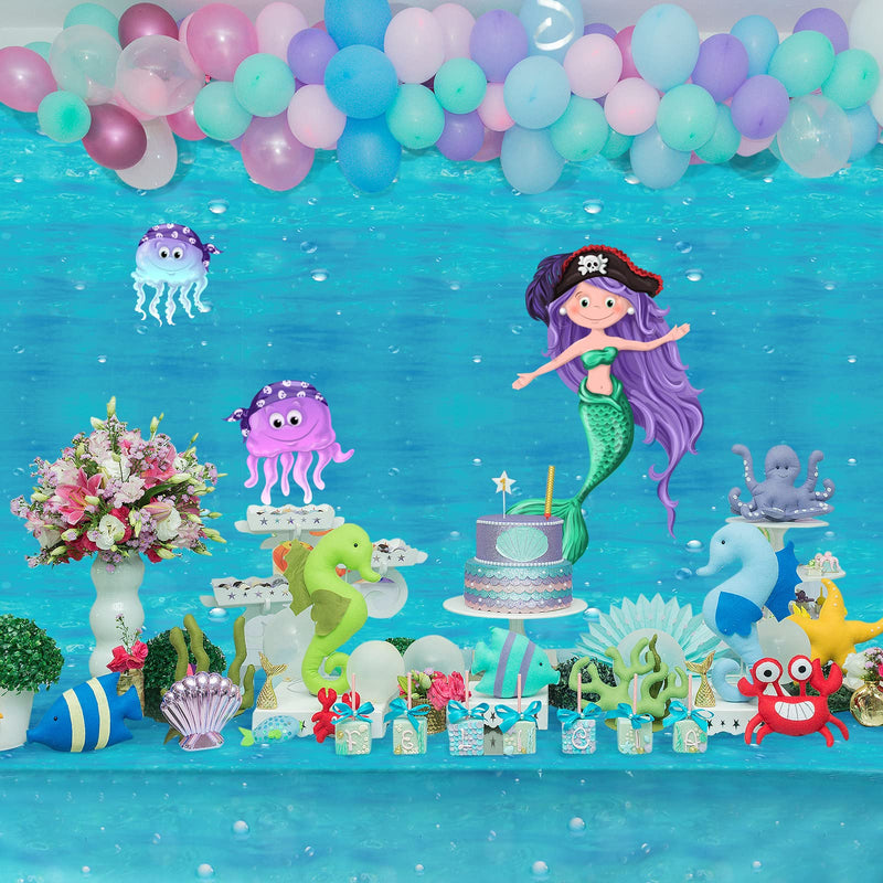 [Australia - AusPower] - 3 Pcs Underwater Bubbles Table Cover Ocean Waves Tablecloth Bubble Water Print Plastic Table Cover for Ocean Under The Sea Beach Pool Mermaid Birthday Party Baby Shower Supplies, 54 x 108 Inch 