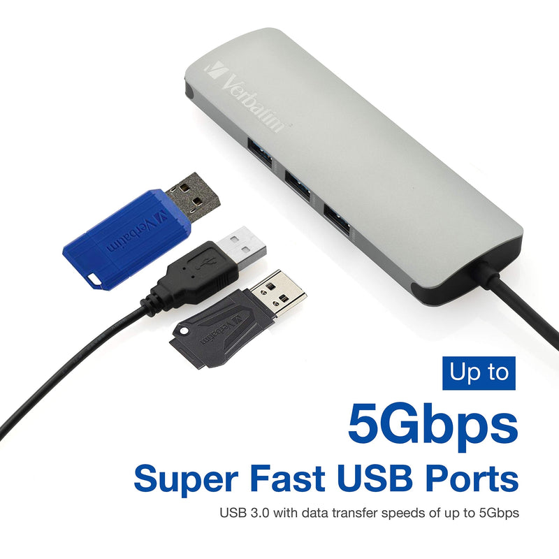 [Australia - AusPower] - Verbatim® 9-in-1 USB C Hub Adapter with 4K HDMI, 100W Power Delivery, USB 3.0, SD Card Readers, Gigabit LAN, 3.5mm Port for USB C Laptops 9 in 1 Hub 