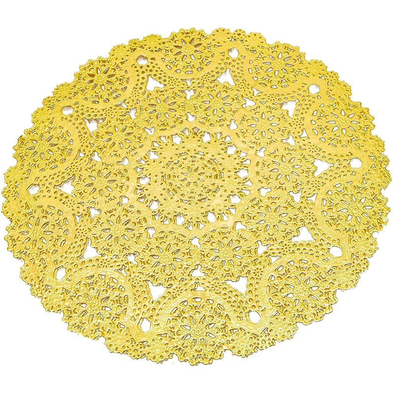 [Australia - AusPower] - 60 Pack Gold Paper Doilies 10 inch, Round Medallion Lace, Wedding Decorative Placemats 