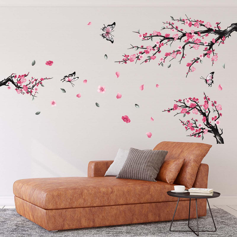 PinkEleph Pink Watercolor Cherry Blossom Flower Wall Stickers - Tree ...