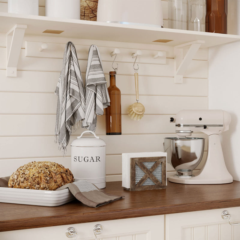[Australia - AusPower] - Barnyard Designs Farmhouse Napkin Holder Table Napkin Holder Kitchen, French Country Vintage Napkin Dispenser, Farmhouse Distressed Wooden Metal Rustic Coastal Picnic Table Napkin Holder Wood, Brown 