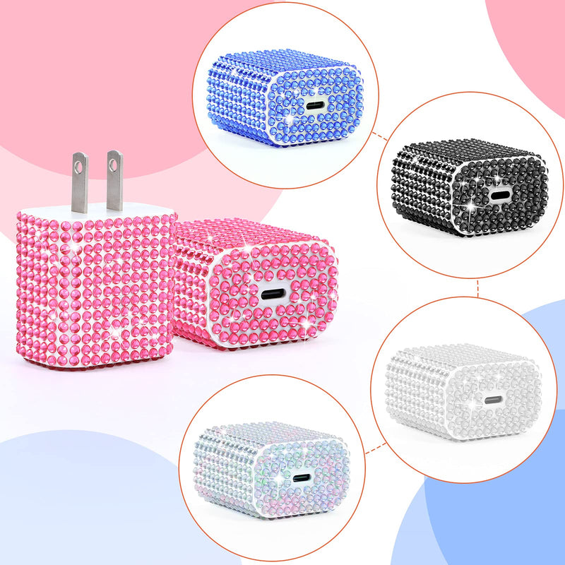 [Australia - AusPower] - Outus 10 Pieces Rhinestones Wall Charger Stickers Bling Handmade USB Charger Crystal Decorations Artificial Diamond Charger Sticker Compatible with iPhone iPad Plug Power Adapter DIY for Women 