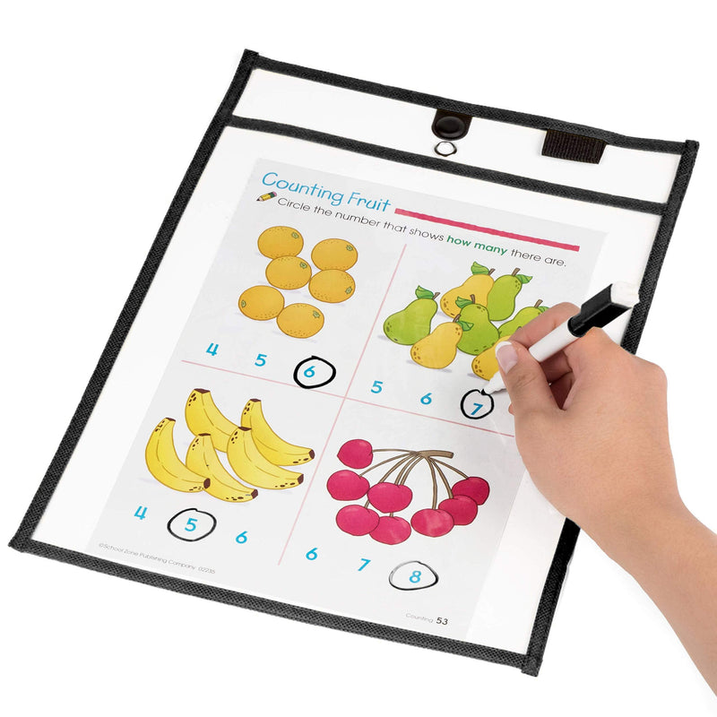 [Australia - AusPower] - Magnetic Dry Erase Pockets by Two Point (10-Pack) - 10 x 14 in - Black Clear Plastic Sleeves for Paper, Shop Ticket Holders, Job Ticket Holders, Clear Paper Sleeves, Dry Erase Sleeves 