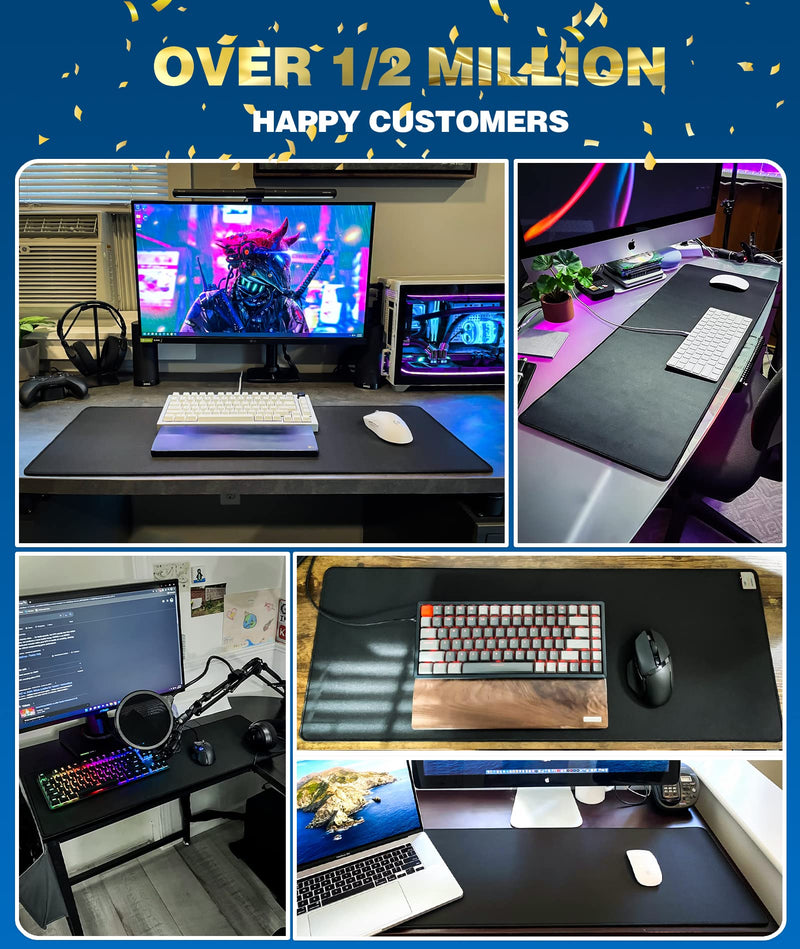 [Australia - AusPower] - KTRIO Large Gaming Mouse Pad with Stitched Edges, Extended Mousepad with Superior Micro-Weave Cloth, Non-Slip Base, Water Resist Keyboard Pad, Desk Mat for Gamer, Office & Home, 31.5 x 11.8 in, Black X-Large (31.5" x 11.8") Black Stealth 
