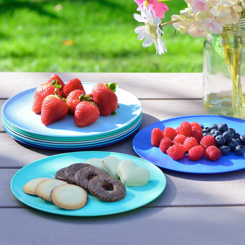 [Australia - AusPower] - Youngever 8 Inch Plastic Plates, Small Plates, Dinner Plates, Snack Plates, Set of 9 (Coastal Colors) 