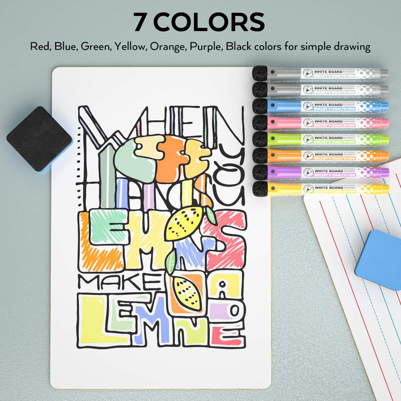 [Australia - AusPower] - Nicpro Dry Erase Lap Board 9 x 12 inches 2 Pack Ruled Kid Double Sided Blank & Lined Small Lapboard with 8 Pens, 2 Eraser, Learning Mini Whiteboard Portable for Student and Classroom Use 