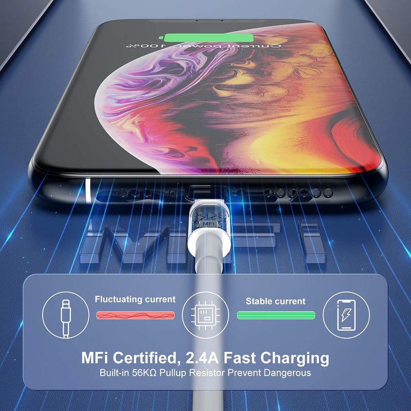 [Australia - AusPower] - [3 Pack]Apple Chargers for iPhone 12 11 Charger Cable 10 ft,[Apple MFi Certified]Apple Charging Cord 10ft Lightning to USB Cable 10 Foot, Fast Phone Charging Cord for iPhone 12 Pro Max/11/10/X/XR/8/7 White 3 