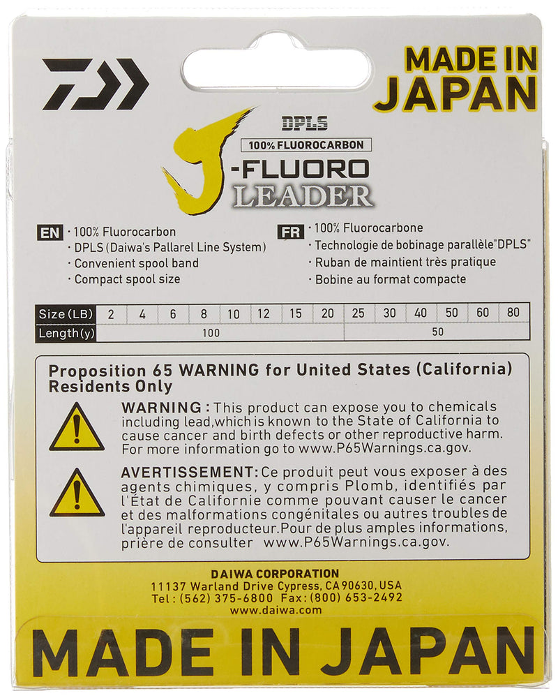 [Australia - AusPower] - Daiwa J-Fluoro Fluorocarbon Leader 50YD Spool 20 lb/100 yds 