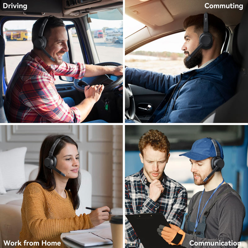 [Australia - AusPower] - LEVN Trucker Headset, Trucker Bluetooth Headset with Noise Cancelling Microphone & Mute Button, Bluetooth Headset 5.2 Multipoint for Work from Home/Cell Phone/Computer/Zoom/Teams/Truck Driver 