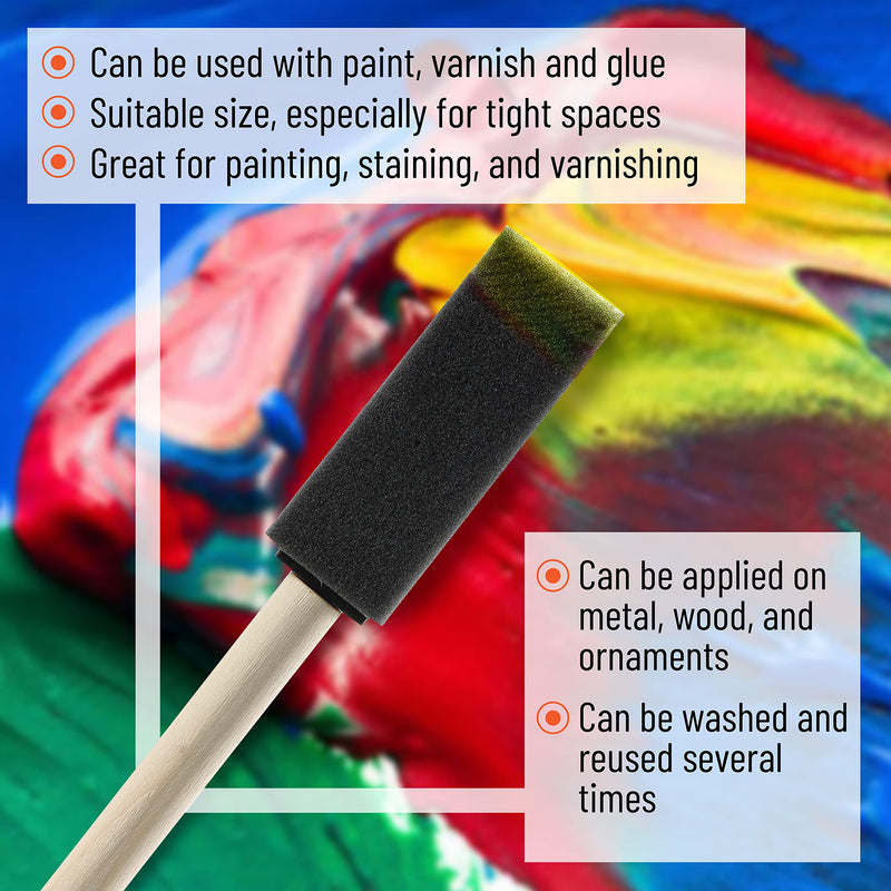 [Australia - AusPower] - Bates- Foam Paint Brushes, 26pcs, 1 Inch, Sponge Brushes, Sponge Paint Brush, Foam Brushes, Foam Brushes for Painting, Foam Brushes for Staining, Paint Sponges, Foam Brushes for Mod Podge 