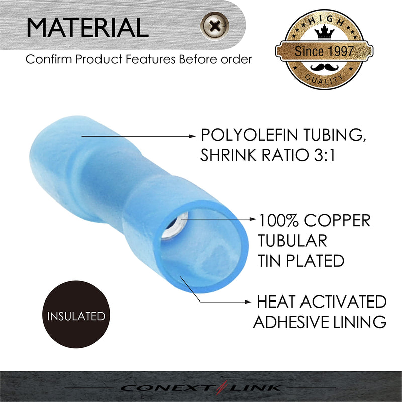 [Australia - AusPower] - Conext Link BCHS-B25 Heat Shrink Butt Connector 25 Pack (16-14 Gauge Blue) 16-14 Gauge Blue 