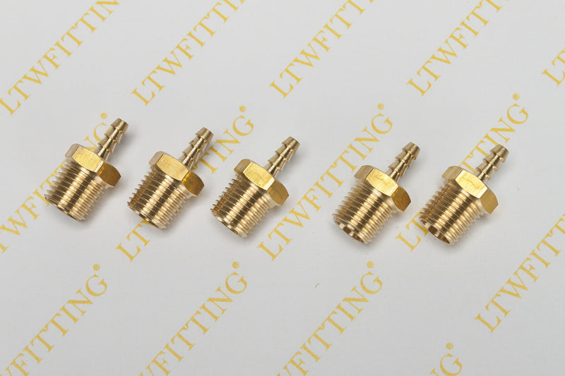 [Australia - AusPower] - LTWFITTING Brass Fitting Coupler 1/8-Inch Hose Barb x 1/4-Inch Male NPT Fuel Gas Water(Pack of 5) 