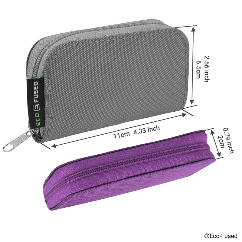 [Australia - AusPower] - Eco-Fused Memory Card Carrying Case - Suitable for SDHC and SD Cards - 8 Pages and 22 Slots - ECO-FUSED Microfiber Cleaning Cloth Included - 2 Pack - 44 Slots, Grey + Purple 