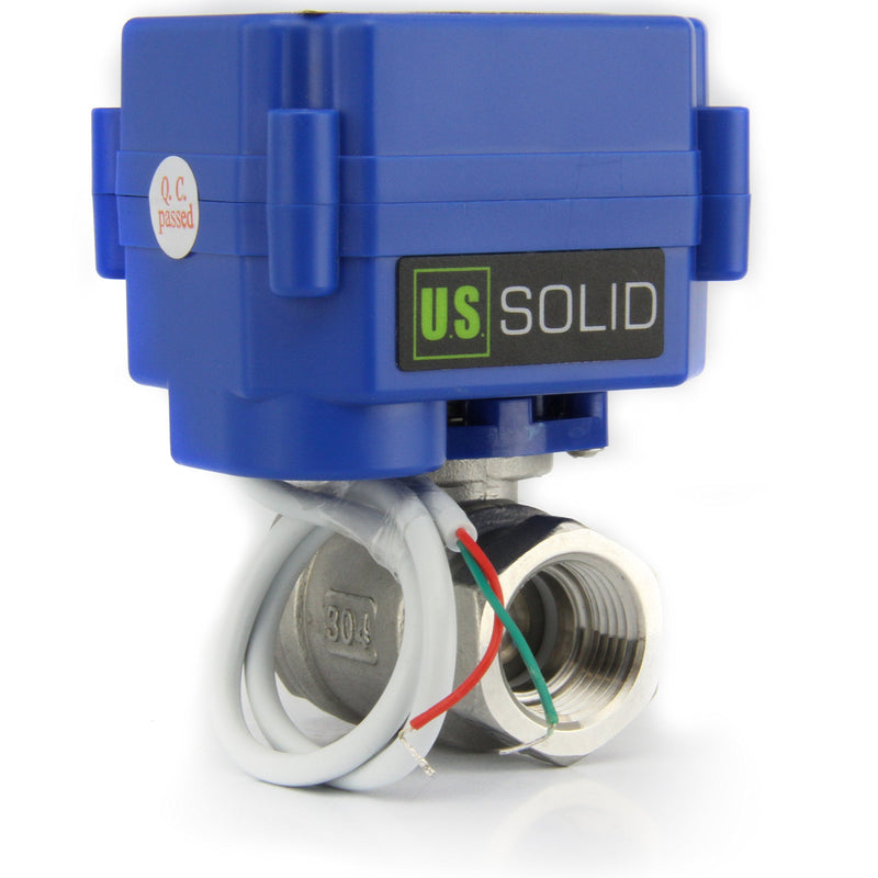 [Australia - AusPower] - Motorized Ball Valve- Stainless Steel Ball Valve with Full Port, 9-24V DC and 2 Wire Reverse Polarity by U.S. Solid (1/2 inch) 