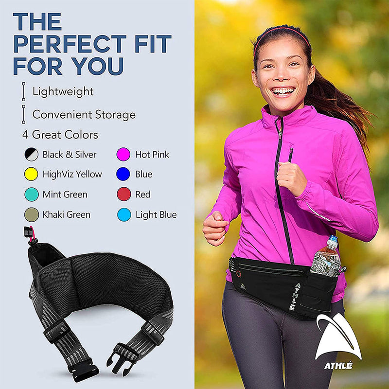 [Australia - AusPower] - Athle Sport Running Belt with Vertical Bottle Pocket Black 