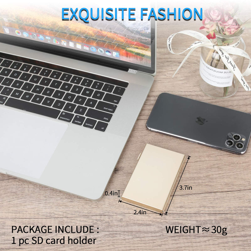 [Australia - AusPower] - SD Card Holder, SD Card Case,LAVILI CF Memory Card Holder Case Aluminum Alloy Hard Shell, Double-Layer Capacity for 6SD Cards and 12 TF Cards Champaign Gold 
