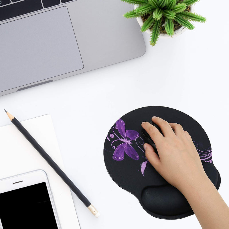 [Australia - AusPower] - Wrist Rest Support Mouse Pad - Ergonomic Mouse Pad,Memory Foam Mice Mat for Office Work Computer Gaming by RICHEN Nice Butterfly 