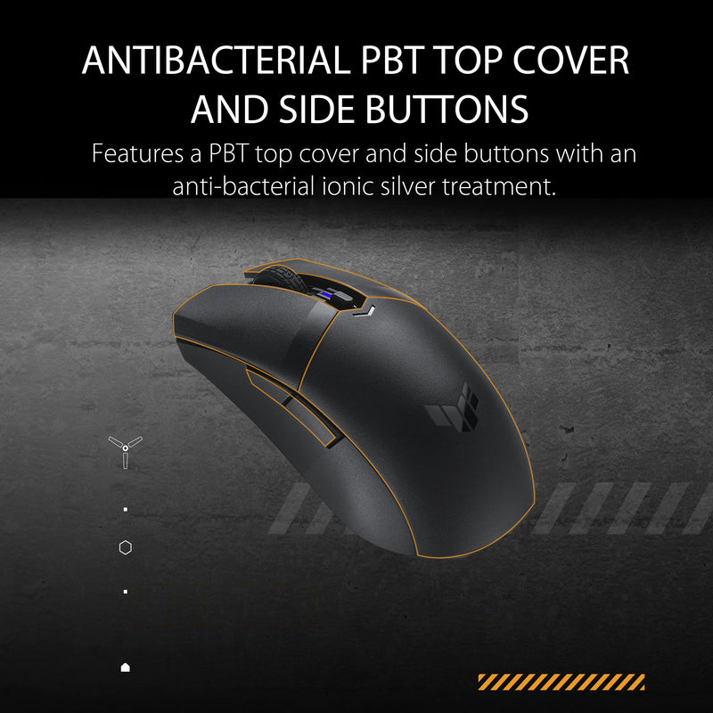 [Australia - AusPower] - ASUS TUF M4 Gaming Wireless Gaming Mouse | Dual Wireless Modes - Bluetooth/RF 2.4 GHz, 12K DPI Optical Sensor, 6 Programmable Buttons 