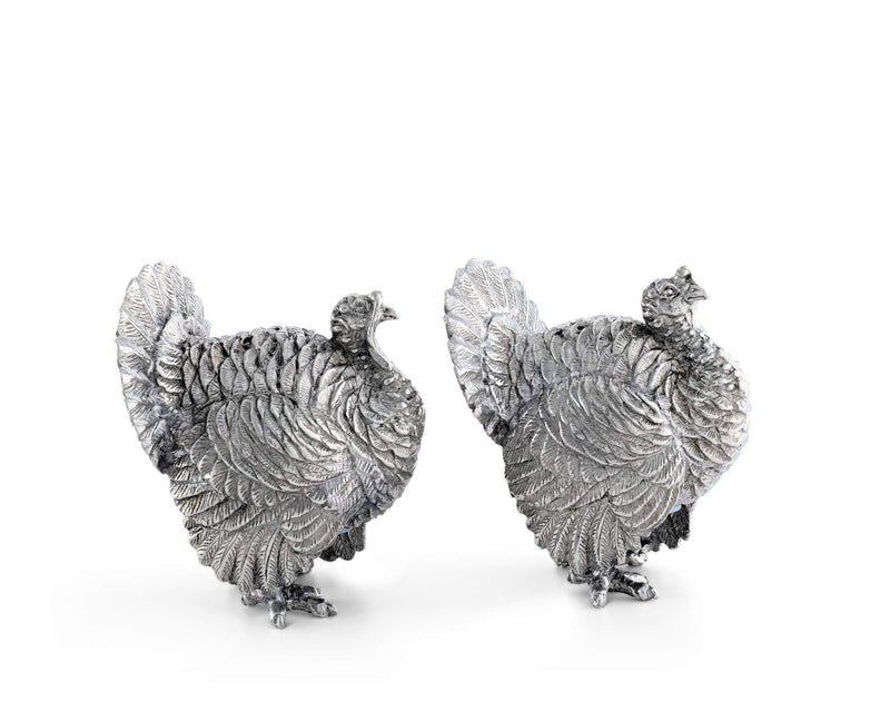 [Australia - AusPower] - Vagabond House Pewter Thanksgiving Turkey Salt and Pepper Shaker Set Solid Metal 2.25 inch Tall 
