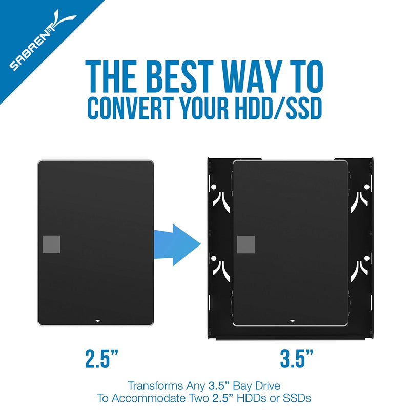 [Australia - AusPower] - Sabrent 3.5-Inch to x2 SSD / 2.5-Inch Internal Hard Drive Mounting Kit [SATA and Power Cables Included]+ USB 3.0 to SSD/SATA/IDE 2.5/3.5/5.25-INCH Hard Drive Converter with UL Power Supply & LED Acti 
