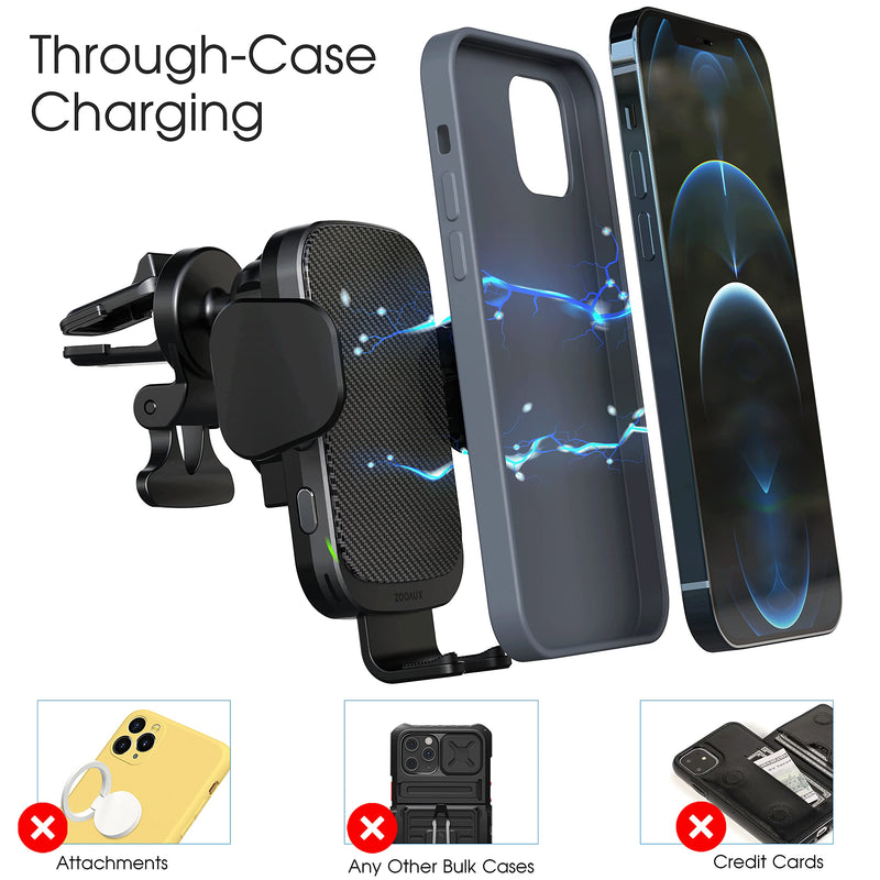 [Australia - AusPower] - [Upgraded Version] ZOOAUX 15W Fast Wireless Car Charger Vent Mount, Fast Charging Auto-Clamping Air Vent Car Phone Holder for iPhone 13/13 mini/12/11/XS/XR/X/8,Samsung S22/S21/S20/S10/S9 Note 10(Grey) Grey 