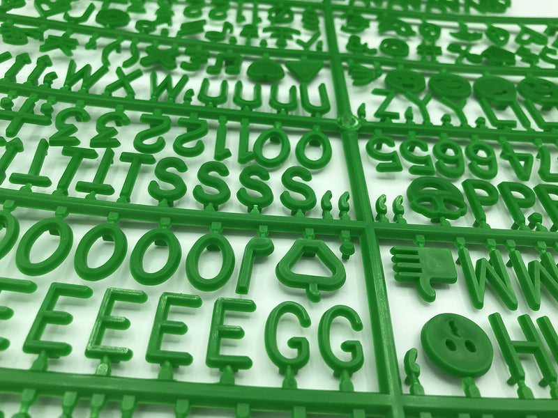 [Australia - AusPower] - Green Letter Set for Changeable Felt Letter Boards, 3/4" 460 Characters (Includes Letters, Symbols / Emojis, Numbers, Punctuation) & Burlap Storage Bag (Green) Green 