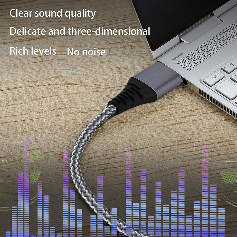 [Australia - AusPower] - QIMIAO USB to 1/4 Male TRS Audio Stereo Cable, 6.35mm Jack Adapter Compatible with Laptop，Windows or PC，Amplifier, Speaker, Headphones.6.6FT Note:Not Applicable Recording,Truck,TV Ports, Grey 