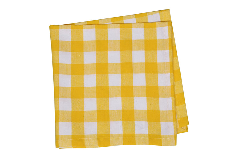 [Australia - AusPower] - Yourtablecloth Buffalo Plaid 100% Cotton Cloth Checkered Dinner Table Napkins – Vibrant Colors – Soft & Super Absorbent Napkins 20 x 20 Set of 6 Yellow and White 