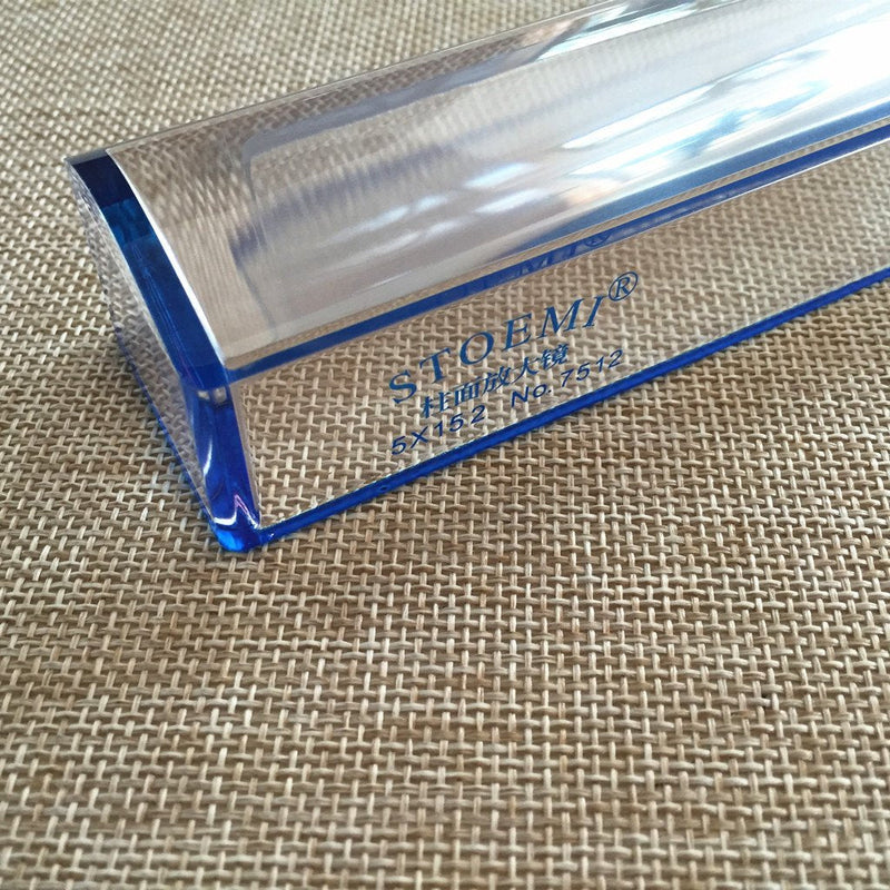 [Australia - AusPower] - 6 inch 5X Blue Raised Domed Bar Magnifier with Reading Tracking Line Optical Tool Bar Magnifying Glass 