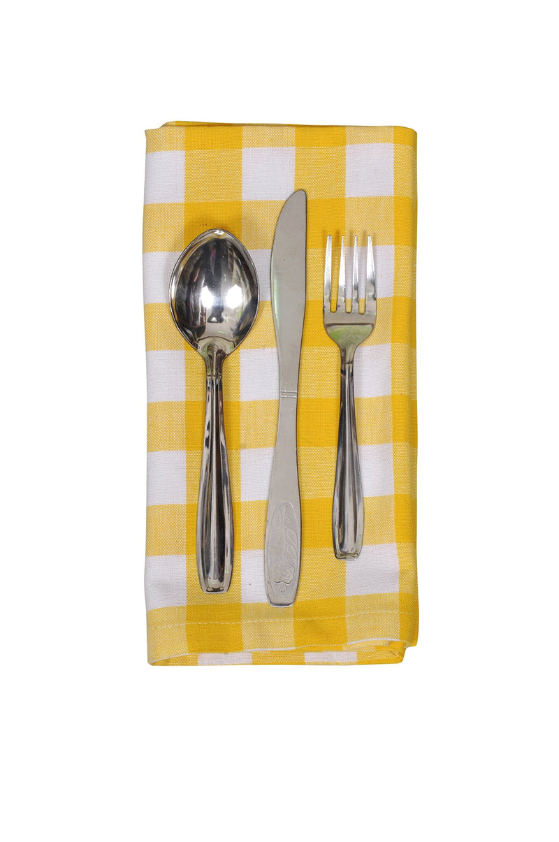 [Australia - AusPower] - Yourtablecloth Buffalo Plaid 100% Cotton Cloth Checkered Dinner Table Napkins – Vibrant Colors – Soft & Super Absorbent Napkins 20 x 20 Set of 6 Yellow and White 