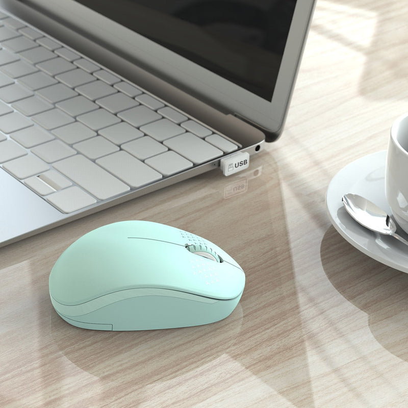 [Australia - AusPower] - seenda Wireless Mouse, 2.4G Noiseless Mouse with USB Receiver - Portable Computer Mice for PC, Tablet, Laptop with Windows System - Mint Green A Mint Green 