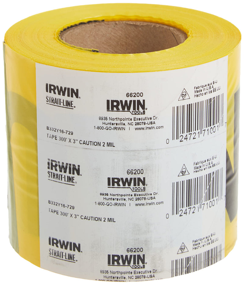 [Australia - AusPower] - IRWIN Tools STRAIT-LINE 66200 Barrier Tape Roll, CAUTION, 3-inch by 300-foot (66200) 
