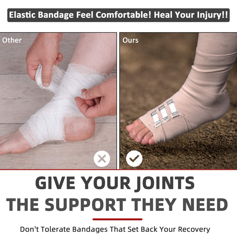 [Australia - AusPower] - FRESINIDER Elastic Bandage Wrap 8 Pack(4 X 3" + 4 X 4" Wide Rolls) + 48 Clips | Stretch Compression Bandage Stretches up to 15ft | Ideal for Medical, Sports, Sprains, Calf, Ankle & Foot 8Pack 