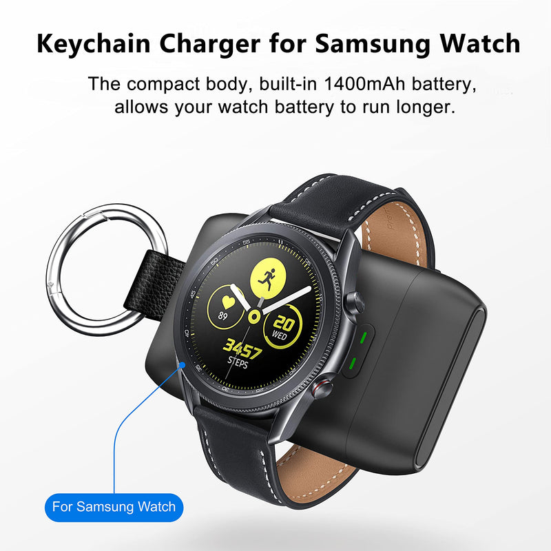 [Australia - AusPower] - Portable Charger for Samsung Galaxy Watch 4 Classic/3/Active 2/Gear S3, Travel Keychain Galaxy Watch Charger for Galaxy Watch 4, USB C 1400mAh Magnetic Charger Dock for Samsung Smart Watch 