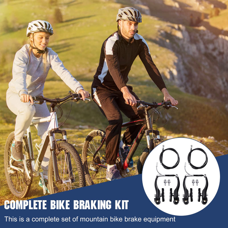 [Australia - AusPower] - Riakrum 2 Sets Bike Brakes Include 2 Pairs V-Type Brakes with 2 Pieces Braking Cables and 4 Pieces Cable End Caps for Mountain Bikes 
