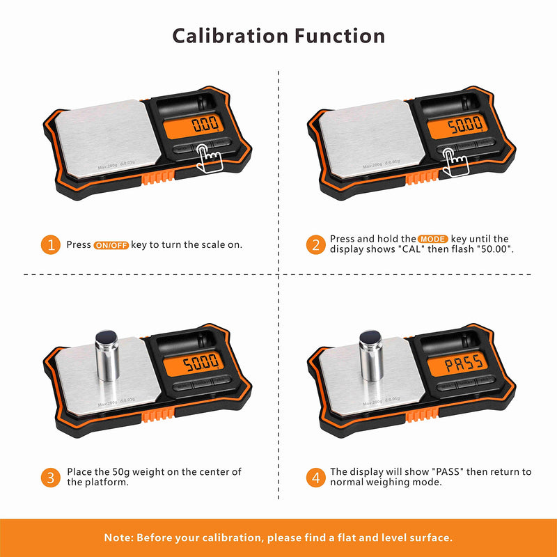 [Australia - AusPower] - Fuzion Digital Pocket Scale, 200g x 0.01g Jewelry Gram Scale, 6 Units Conversion, LCD Back-Lit Display, Use for Jewelry/Medicine/Food/Powder/Herb(Battery Included) Orange 
