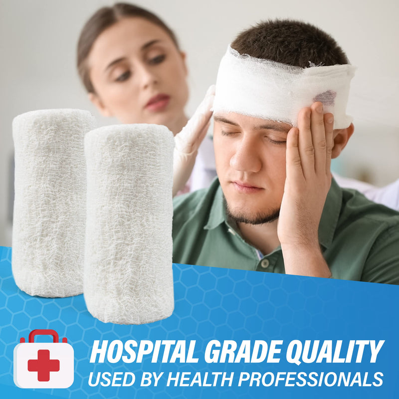 [Australia - AusPower] - Cotton Gauze Roll-100% Crinkle Weave Cotton -6 ply-STERILE -Extra Absorbency - Medical Gauze Bandage -6 Rolls –4.5 Inches X 4 Yard - Latex Free -Each roll Individual Wrapped-Hospital Grade Quality 