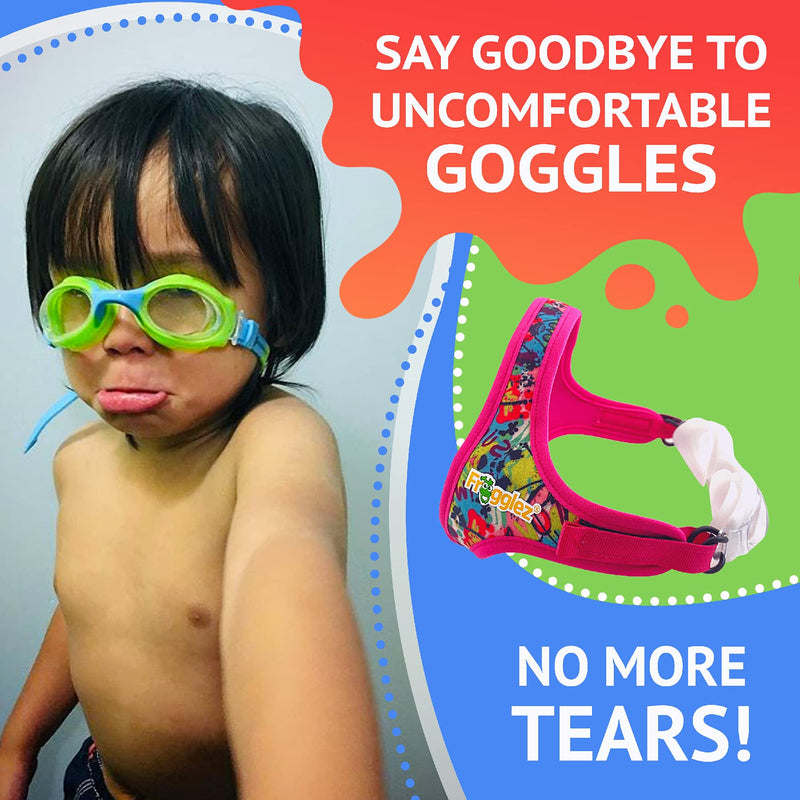 [Australia - AusPower] - Frogglez Kids Swim Goggles with Pain-Free Strap | Ideal for Ages 3-10 | Leakproof, No Hair Pulling, UV Protection 