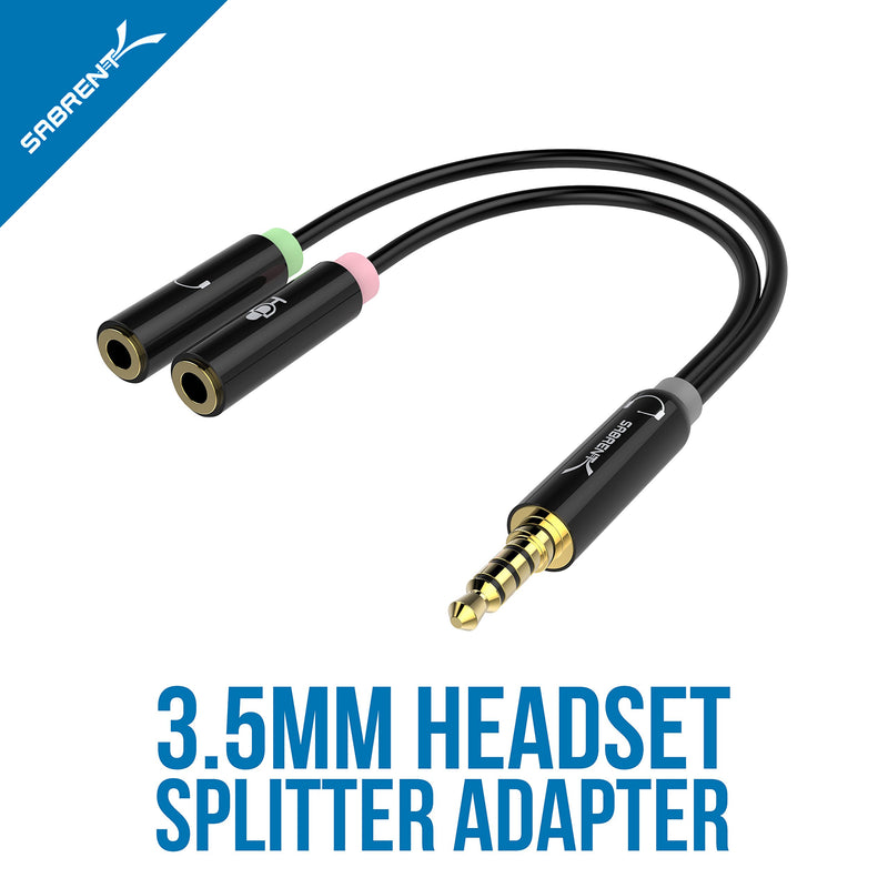 [Australia - AusPower] - Sabrent 3.5mm Headset Splitter Adapter Cable for headsets with Separate Headphone/Microphone Plugs (CB-AUHM) Without Microphone Adapter 