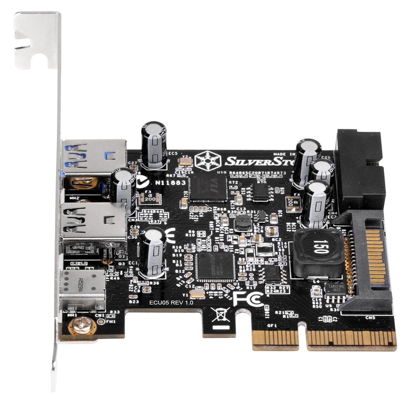 [Australia - AusPower] - SilverStone Technology Silverstone USB 3.1 and 3.0 PCIe Card with External Type C and Internal 19 Pin Connector ECU05 Components Other 