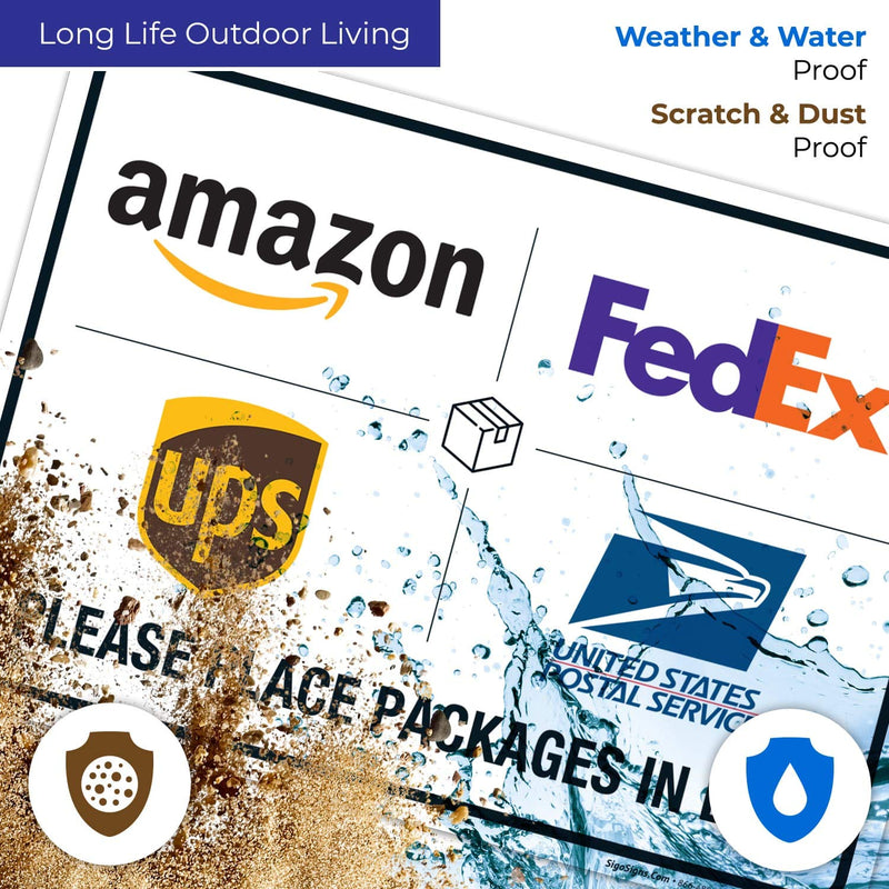 [Australia - AusPower] - Package Delivery Sign, Delivery Instructions for FedEx Amazon Ups USPS Sign, 10x7 Rust Free Aluminum,Weather/Fade Resistant, Easy Mounting, Indoor/Outdoor Use, Made in USA by Sigo Signs 