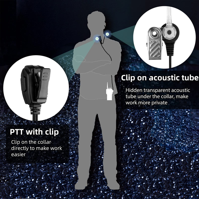 [Australia - AusPower] - Retevis EAK005 Walkie Talkie Earpiece with Mic 2 Pin, Earpiece with Coil Tube, Compatible with Retevis RT22 RT21 H-777 RT68 RT19 UV-5R Walkie Talkies, Acoustic Tube 2 Way Radio Headset (4 Pack) 