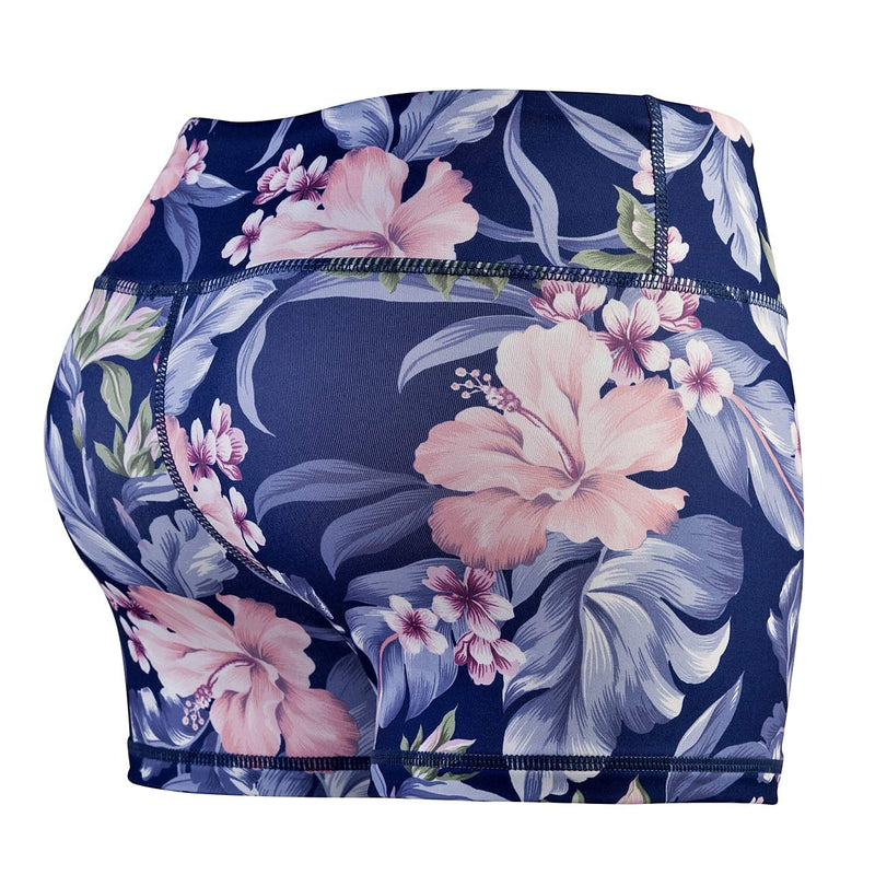 [Australia - AusPower] - Epic MMA Gear Yoga Stretch Booty Shorts Large Hibiscus Navy 