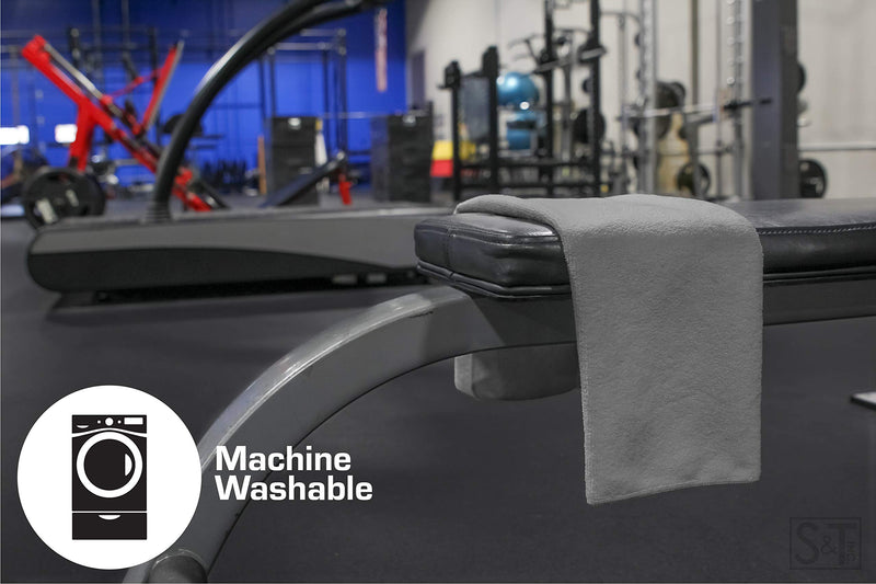 [Australia - AusPower] - S&T INC. Microfiber Fitness Exercise Gym Towels, 360 GSM, 6 Pack, 16-Inch x 27-Inch Grey 