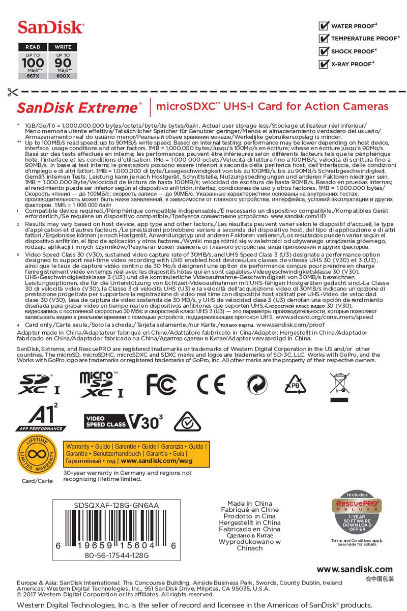 [Australia - AusPower] - SanDisk Extreme 128GB microSDXC UHS-3 Card - SDSQXAF-128G-GN6MA 
