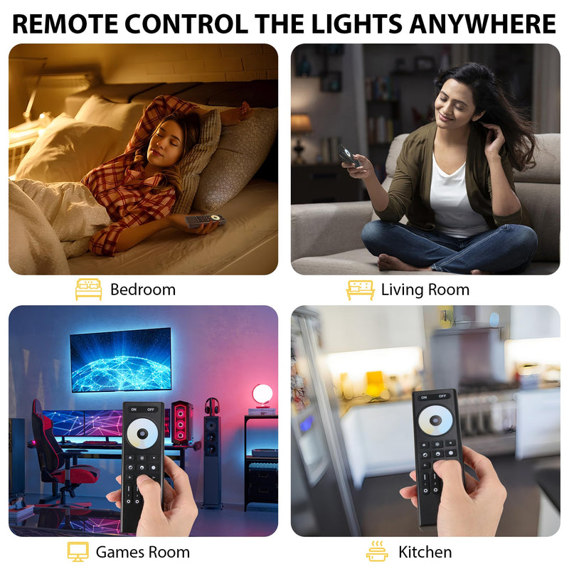 [Australia - AusPower] - XXK RC02RFB RF Remoter, 4-Zone 2.4G Handheld RF Remote Control Compatible with CCT LED Controller, 99ft Wireless Control 4 Channel Group Control for Home CCT LED Strip Lights 