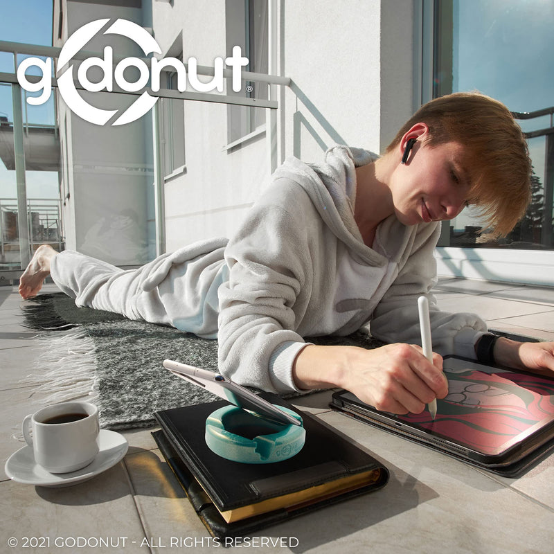 [Australia - AusPower] - GoDonut - Phone Stand for Desk - Cellphone Holder Compatible with Mobile Phones, Tablets, Electronic Reading Devices - Multiangled - Black 
